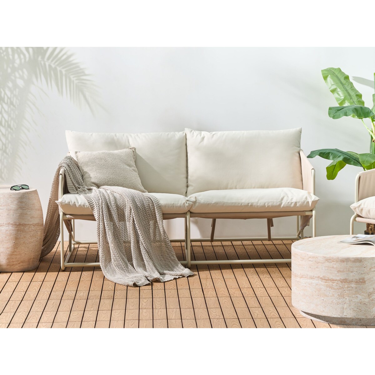 Zestaw ogrodowy dla 3 osób PONTE Metal Beżowoszary