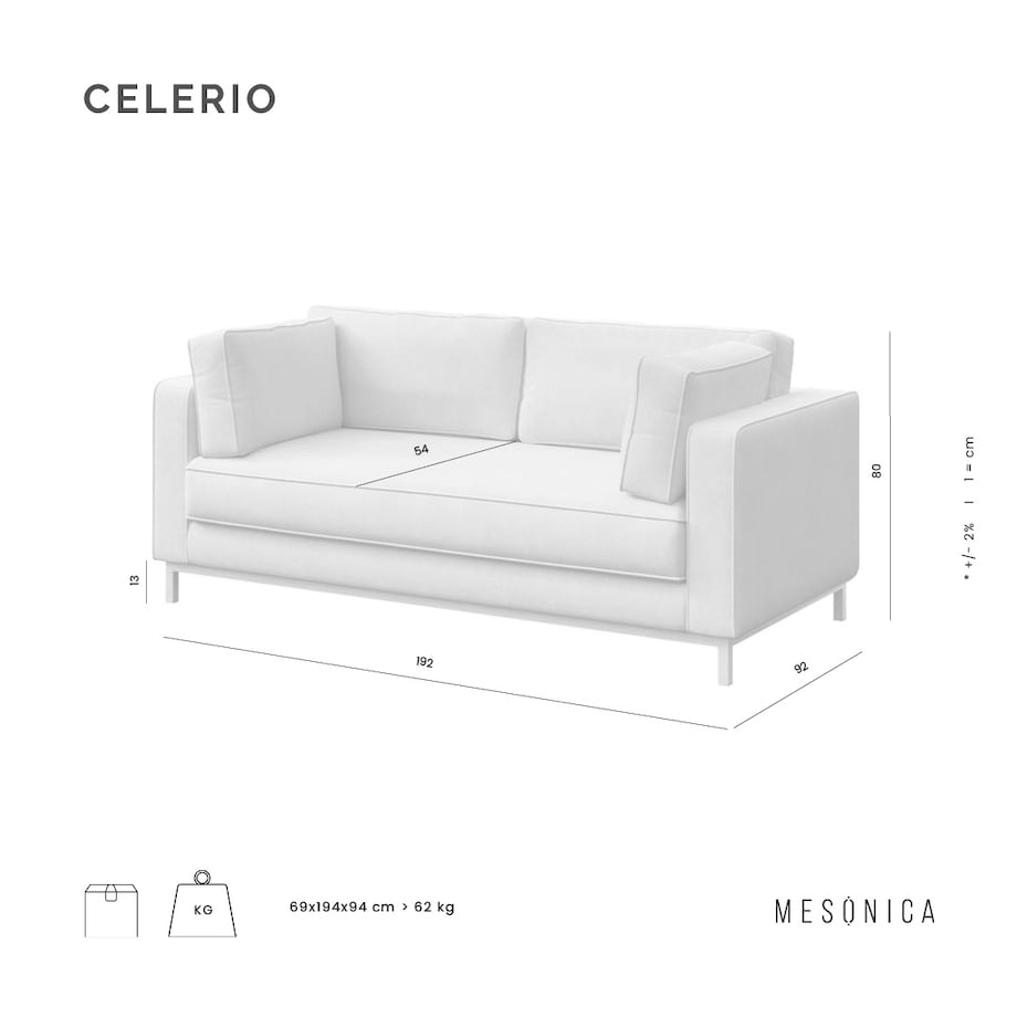 Celerio sofa 2 osobowa Szara
