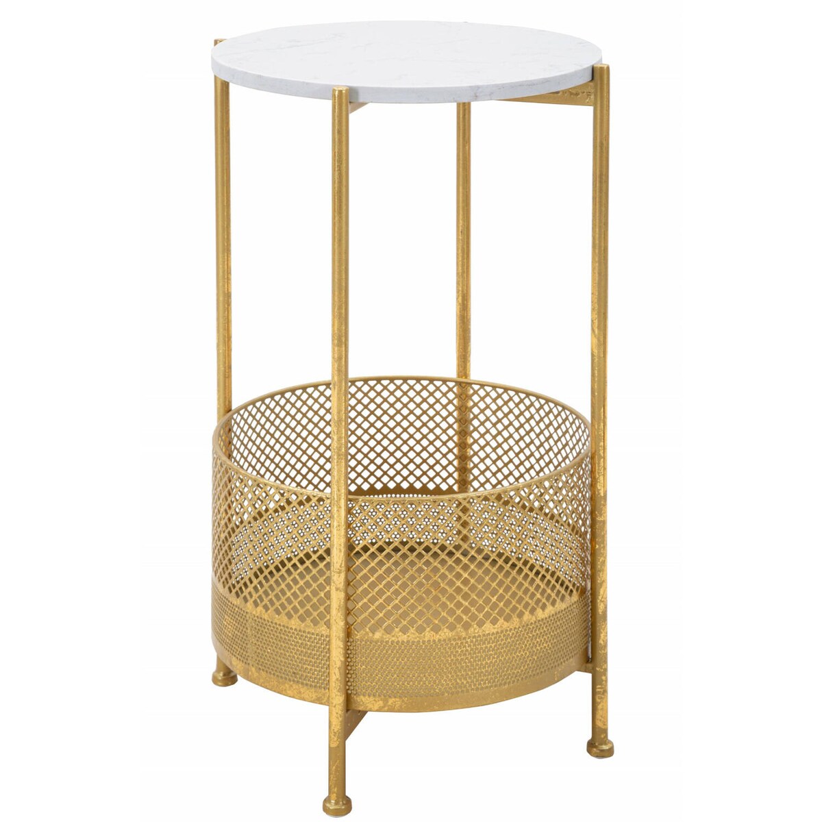 Stolik kawowy z koszem, złoty stelaż, Ø 35 cm