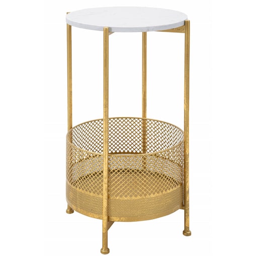 Stolik kawowy z koszem, złoty stelaż, Ø 35 cm