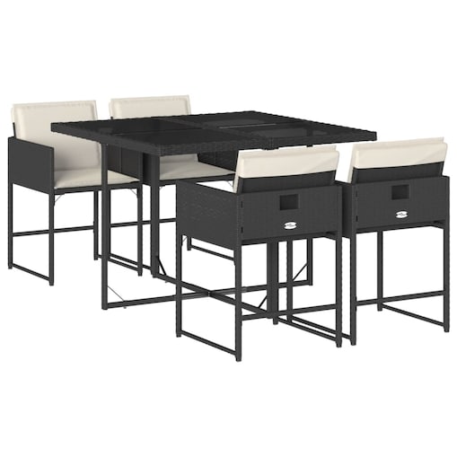 vidaXL 5-cz. zestaw mebli ogrodowych z poduszkami, czarny, polirattan