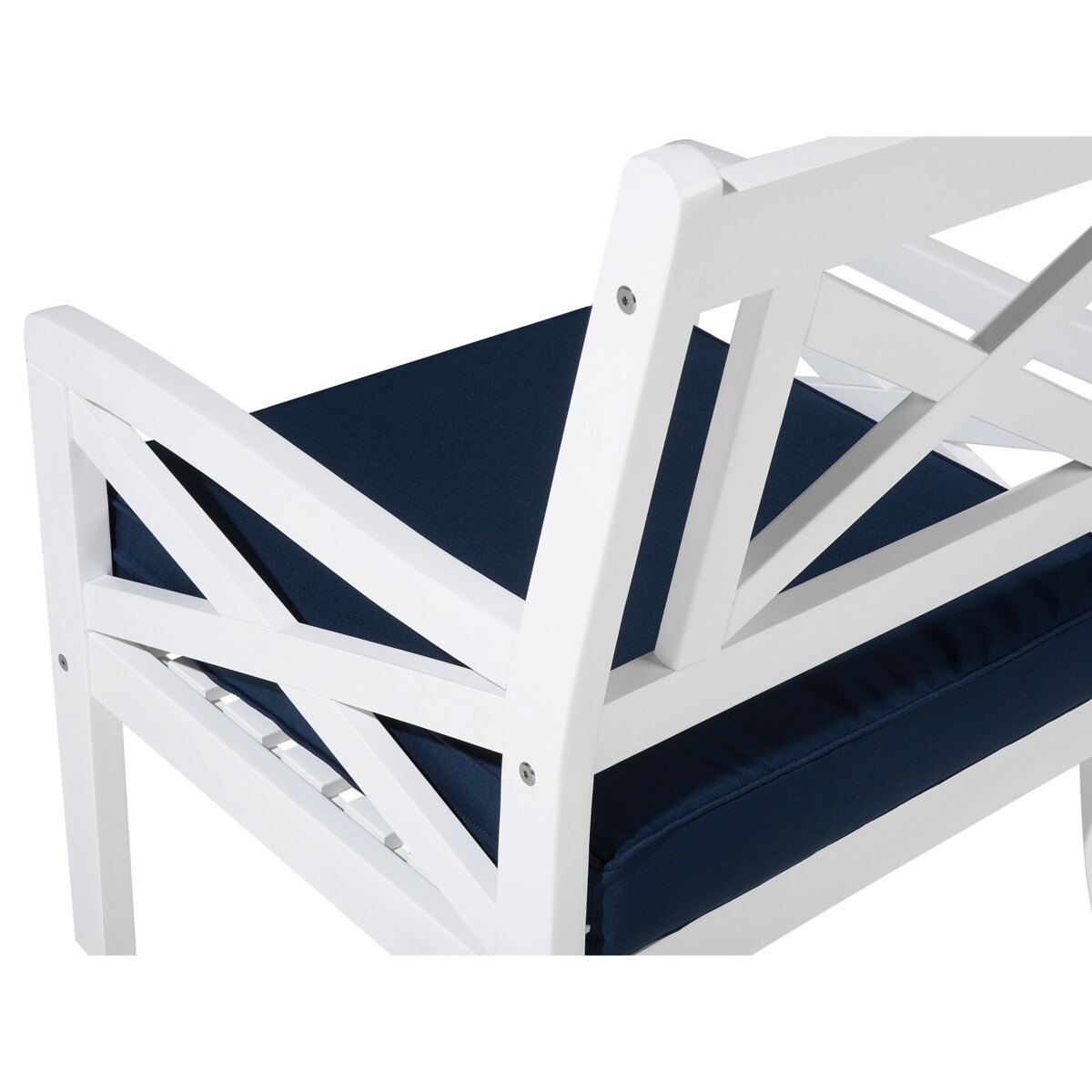 Krzesło ogrodowe z ciemnoniebieską poduchą białe BALTIC