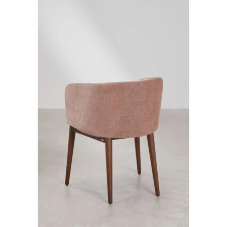 Krzesło szenilowe z podłokietnikami, herbaciany róż, ciemne nóżki, Burnia