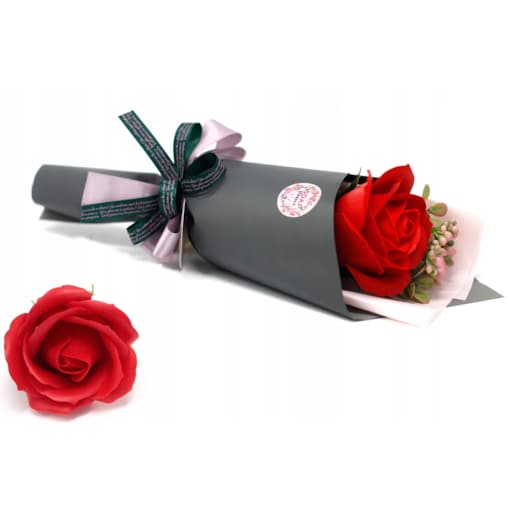 DZIEŃ MAMY róża mydlana kwiaty na prezent bukiet urodziny stroik czerwona