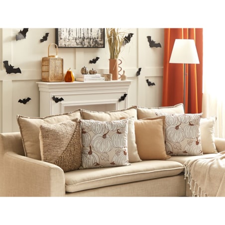 2 welurowe poduszki dekoracyjne w dynie 45 x 45 cm beżowe GOURD