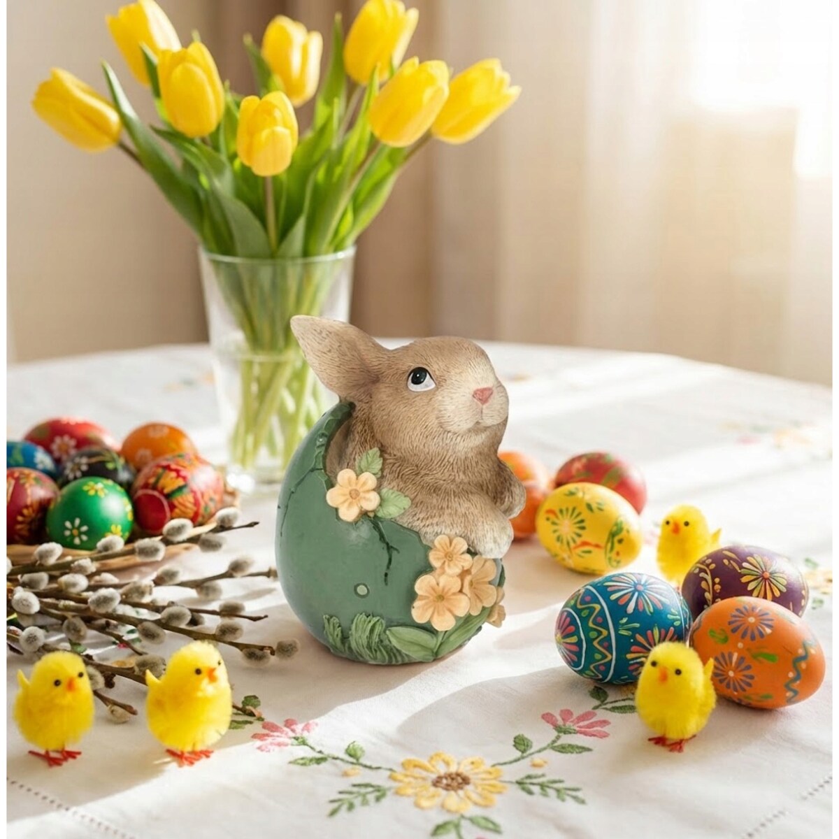 ZAJĄC WIELKANOCNY FIGURKA JAJKO 2 szt. NA WIELKANOC PREZENT ZAJĄCZEK JAJO