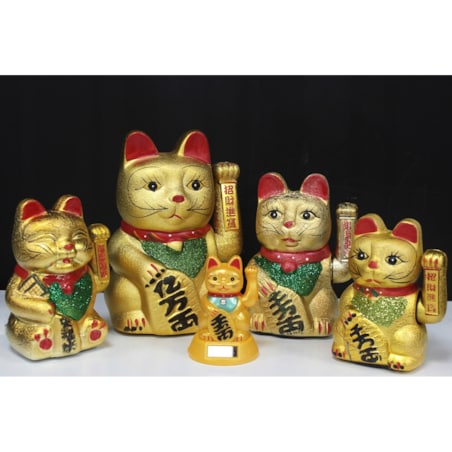 JAPOŃSKI KOT CHIŃSKI SZCZĘŚCIA bogactwo FIGURKA KOTA RUCHOMA ŁAPKA 15cm