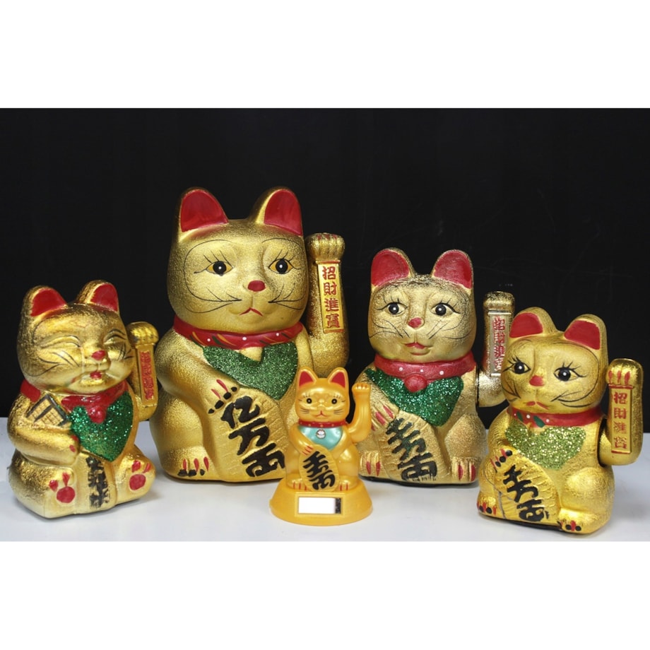JAPOŃSKI KOT CHIŃSKI SZCZĘŚCIA bogactwo FIGURKA KOTA RUCHOMA ŁAPKA 15cm