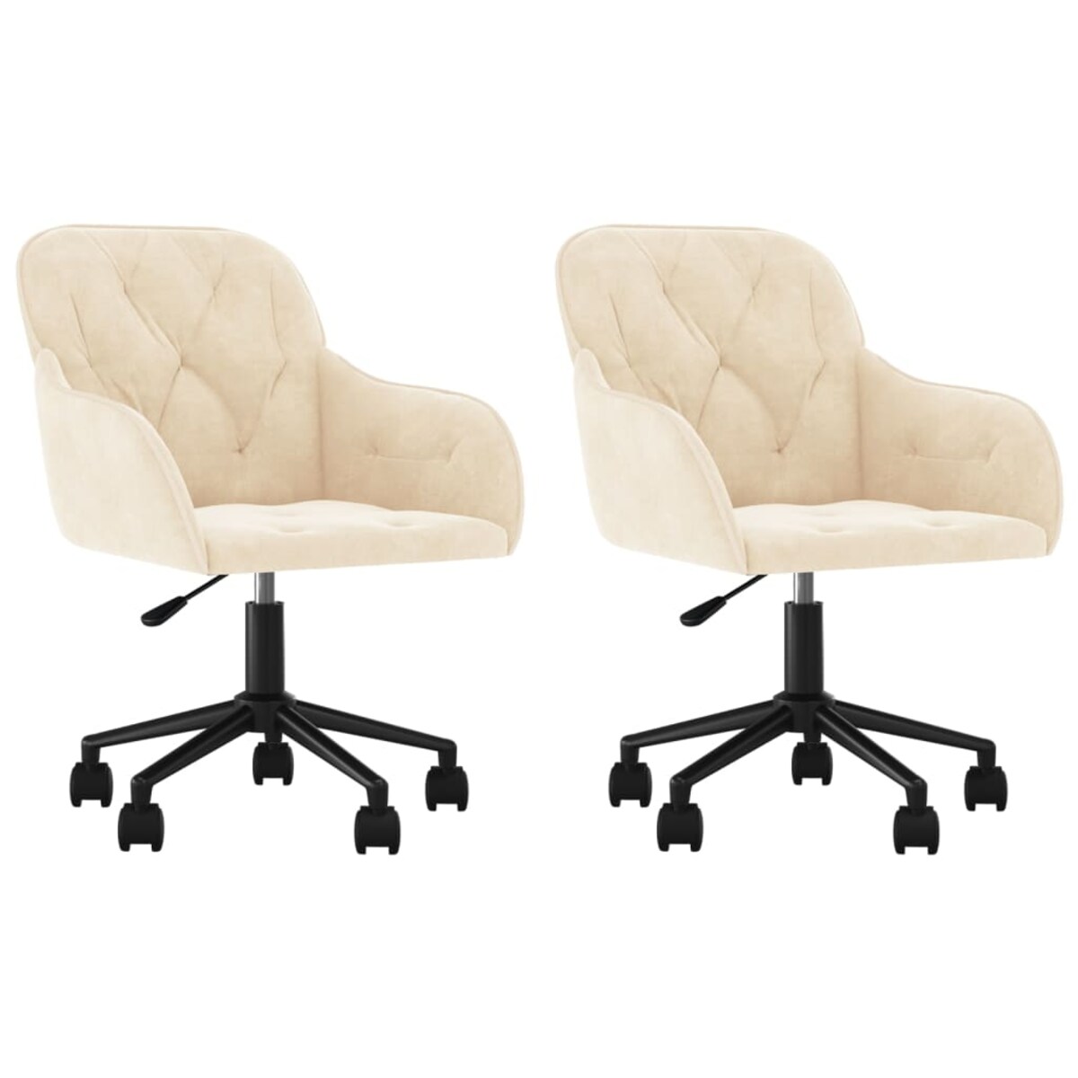 vidaXL Obrotowe krzesła stołowe, 2 szt., kremowe, aksamitne