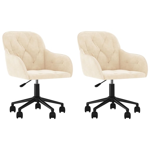 vidaXL Obrotowe krzesła stołowe, 2 szt., kremowe, aksamitne