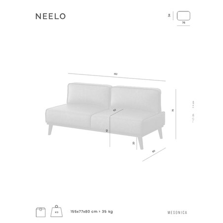 Sofa 2-osobowa Neelo Ciemnoszara