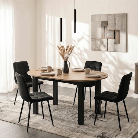 Stół okrągły rozkładany do jadalni dąb craft 92-132 cm HARRY