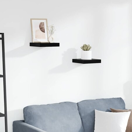 vidaXL Półki ścienne 2 szt., czarne, wysoki połysk, 23x23,5x3,8 cm MDF