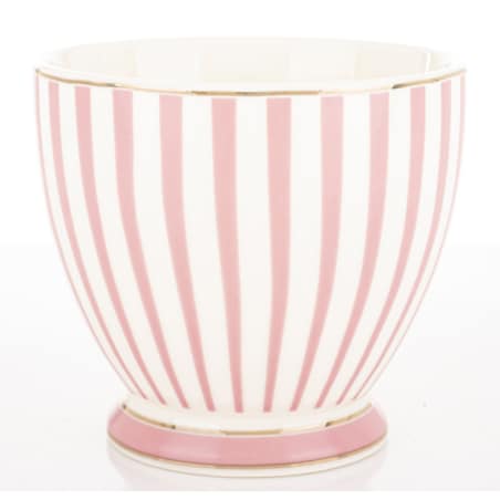 Kubek-filiżanka porcelanowy w paski w pudełku 450 ml TASSA - różowy