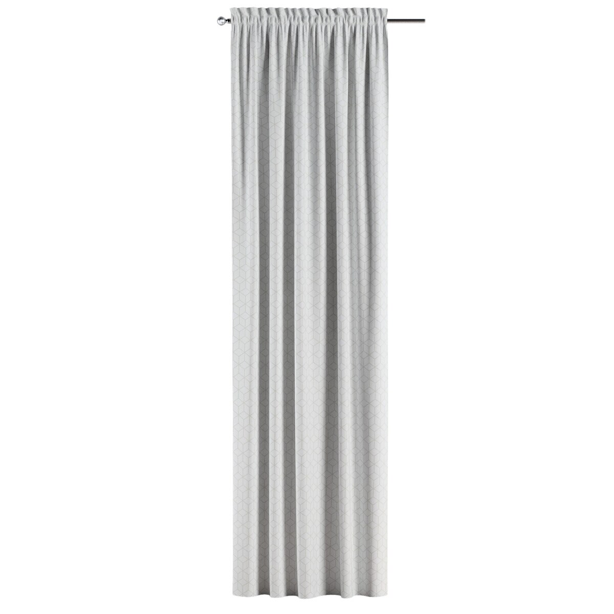 Zasłona na kanale z grzywką 1 szt. 130x260 wzór sześcianów na białym tle