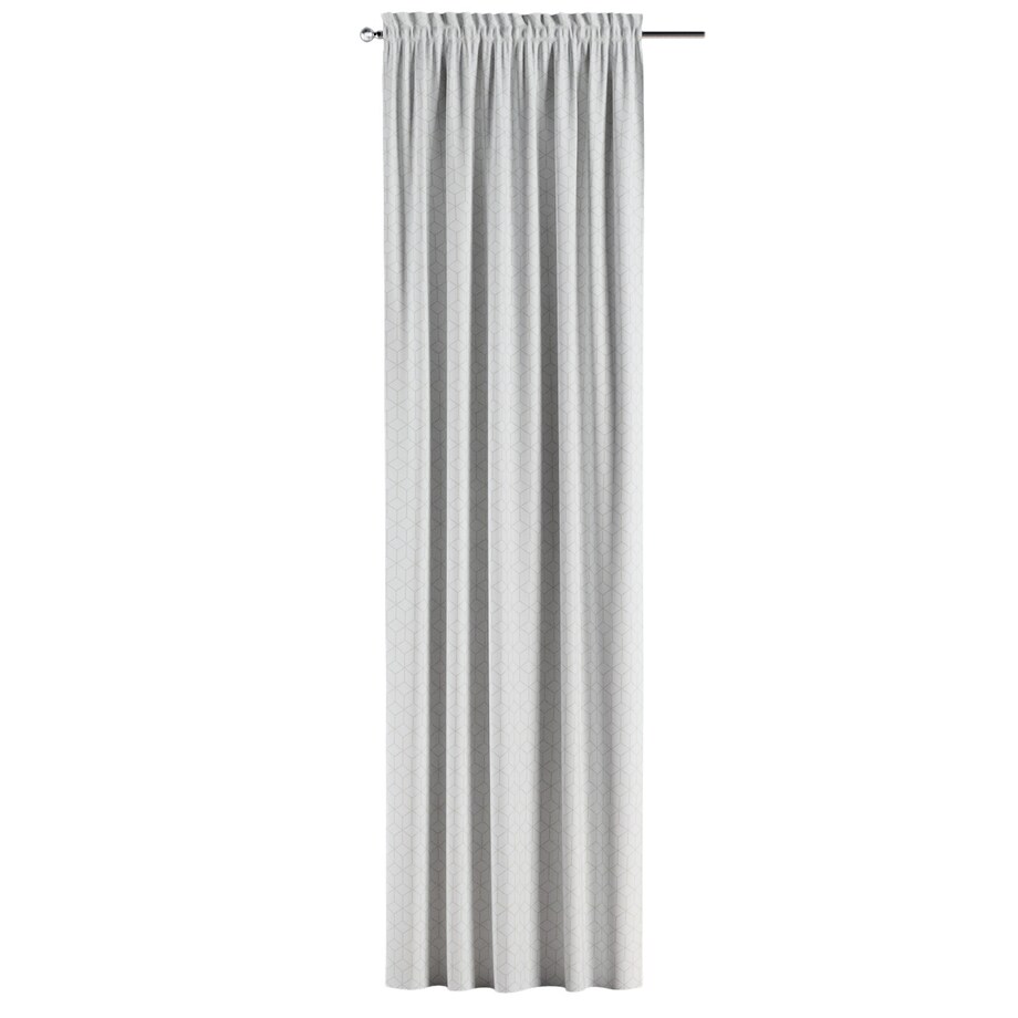 Zasłona na kanale z grzywką 1 szt. 130x260 wzór sześcianów na białym tle