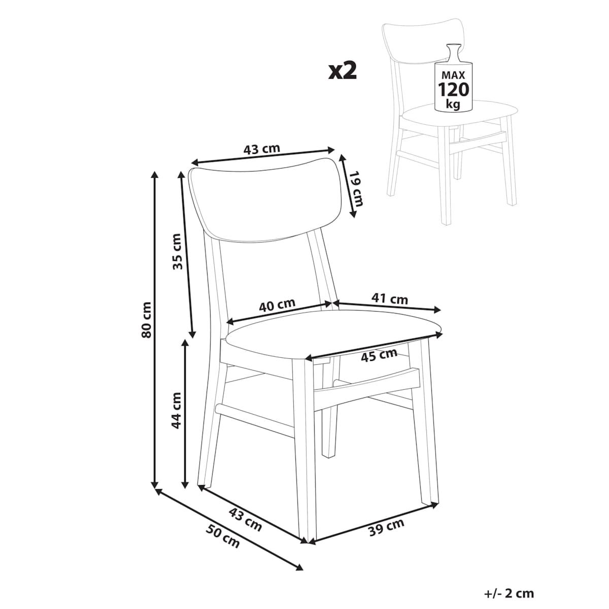 Zestaw 2 krzeseł do jadalni ANOKA Drewno Jasny brąz/ beżowy