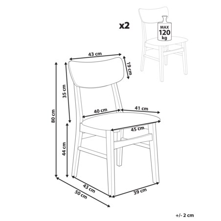 Zestaw 2 krzeseł do jadalni ANOKA Drewno Jasny brąz/ beżowy
