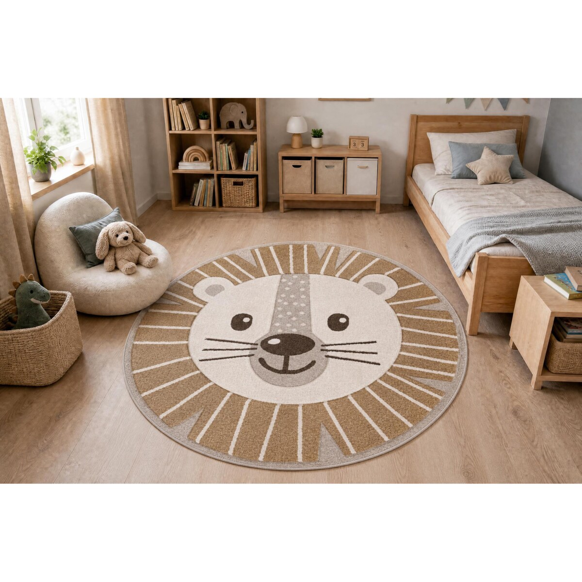 Dywan KIDDO 4424 koło beż / krem lew, koło 120 cm