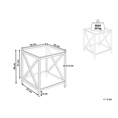 Stolik pomocniczy szklany srebrny AUDET