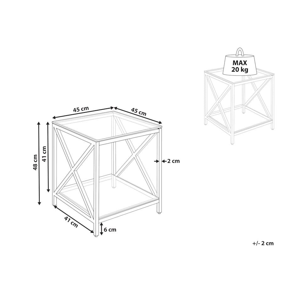 Stolik pomocniczy szklany srebrny AUDET