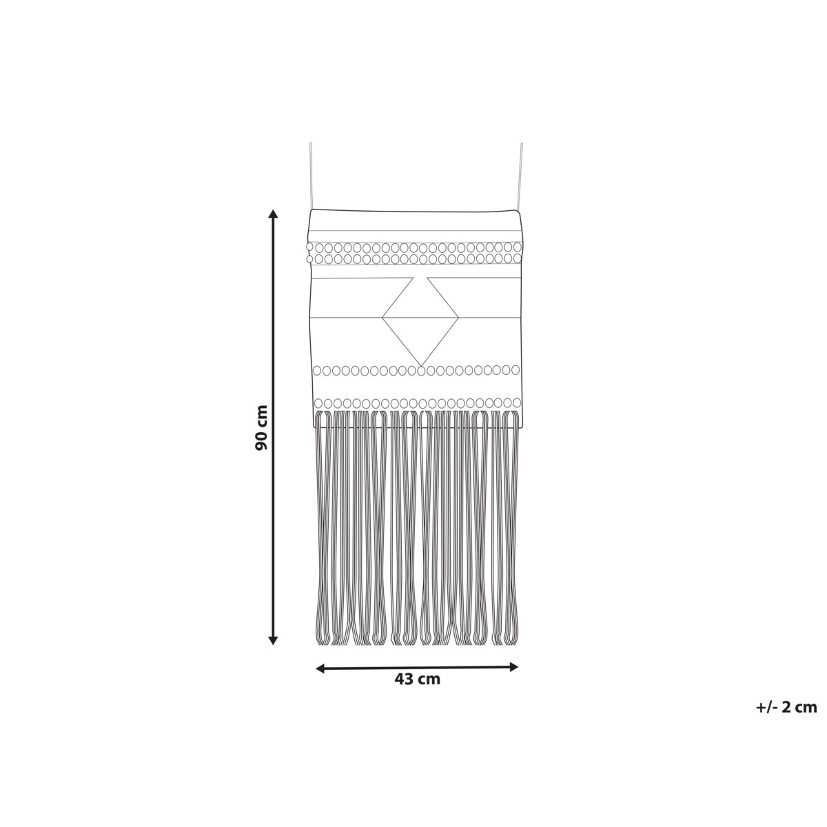 Dekoracja ścienna z frędzlami wełniana czerwono-beżowa SAIF