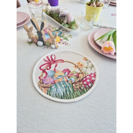 Serwetka Okrągła Wielkanocna Na Stół Do Koszyczka Ozdobna 23 Cm Koszyk Wielkanocny