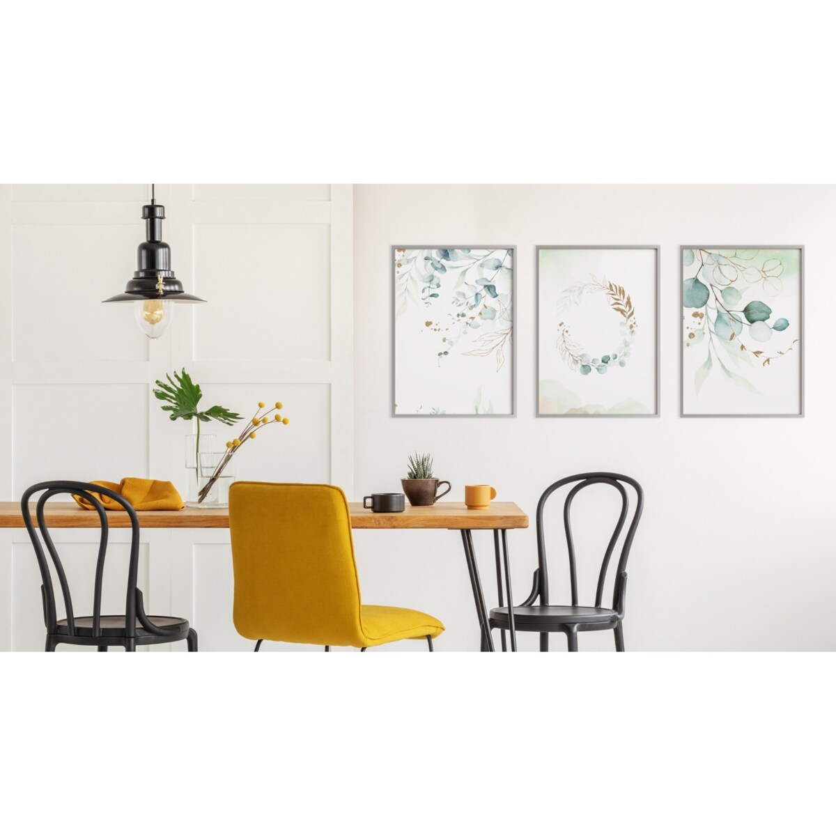 Zestaw 3x Plakat W Ramie LIŚCIE Malowane Akwarelą 60x80cm