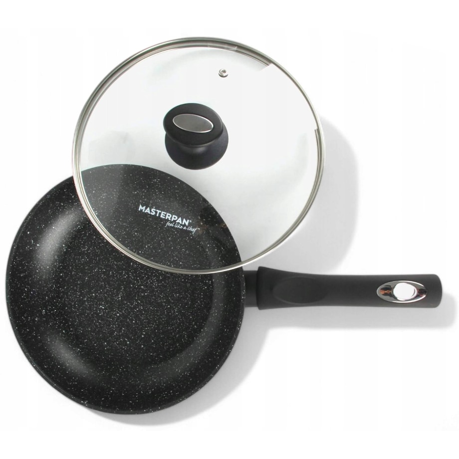 Patelnia Granitowa Pokrywka 28 Cm Plaster Miodu Indukcja Gaz 2.5L Wysoka 5.5