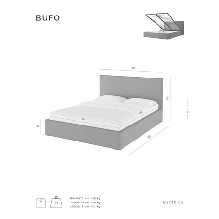 Mesonica Łóżko Bufo, antracyt 180x200