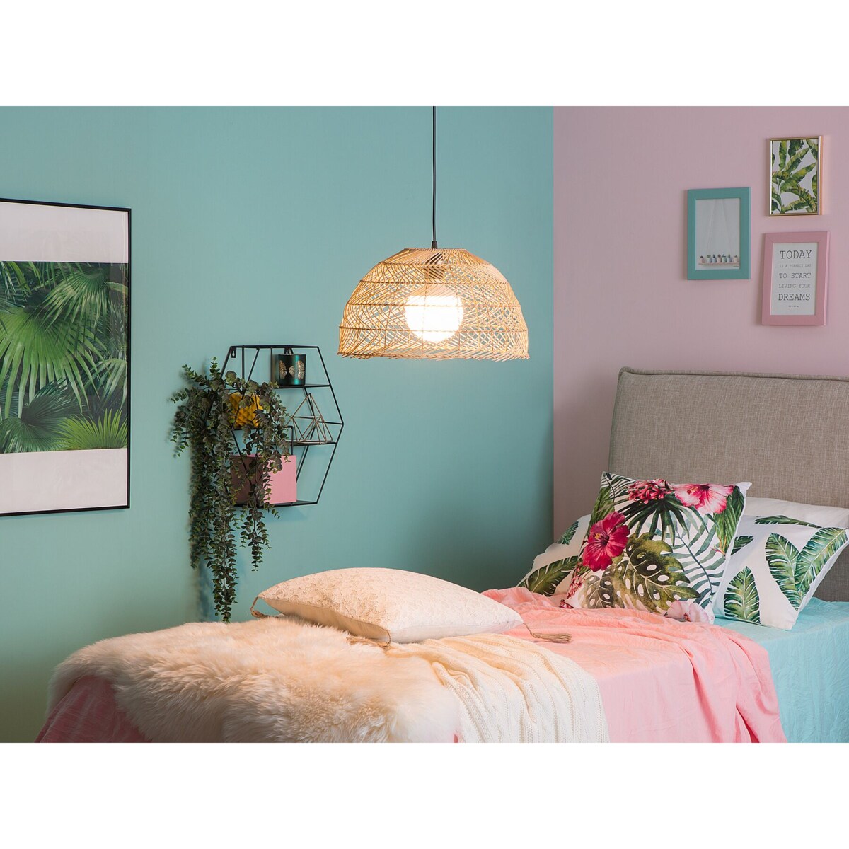 Lampa wisząca rattanowa naturalna SELENGE