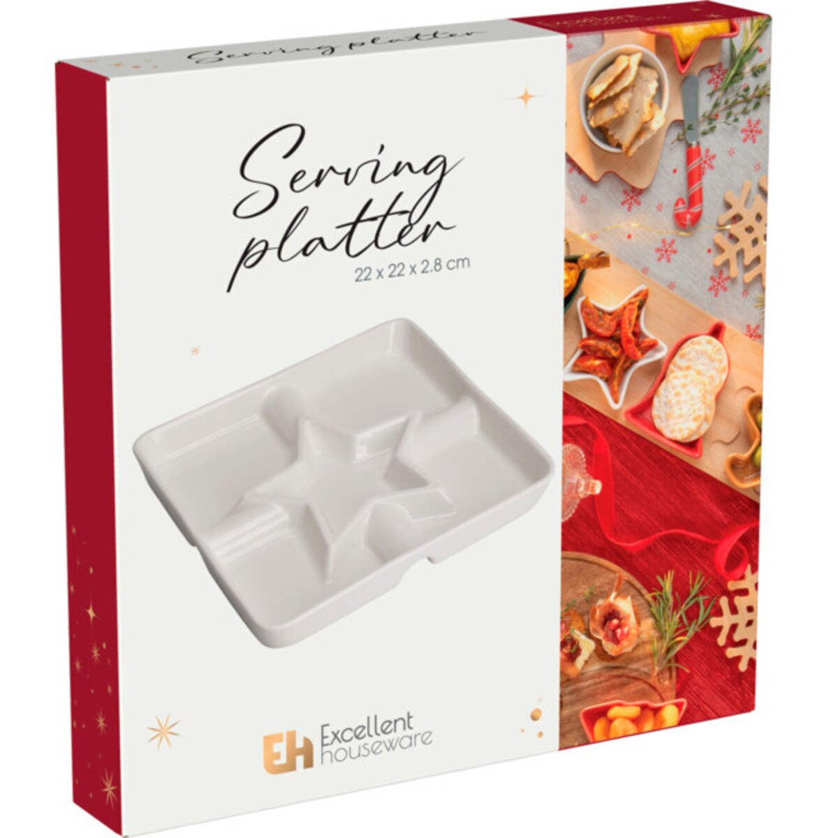 Półmisek do przekąsek z przegródkami, 22 x 22 cm