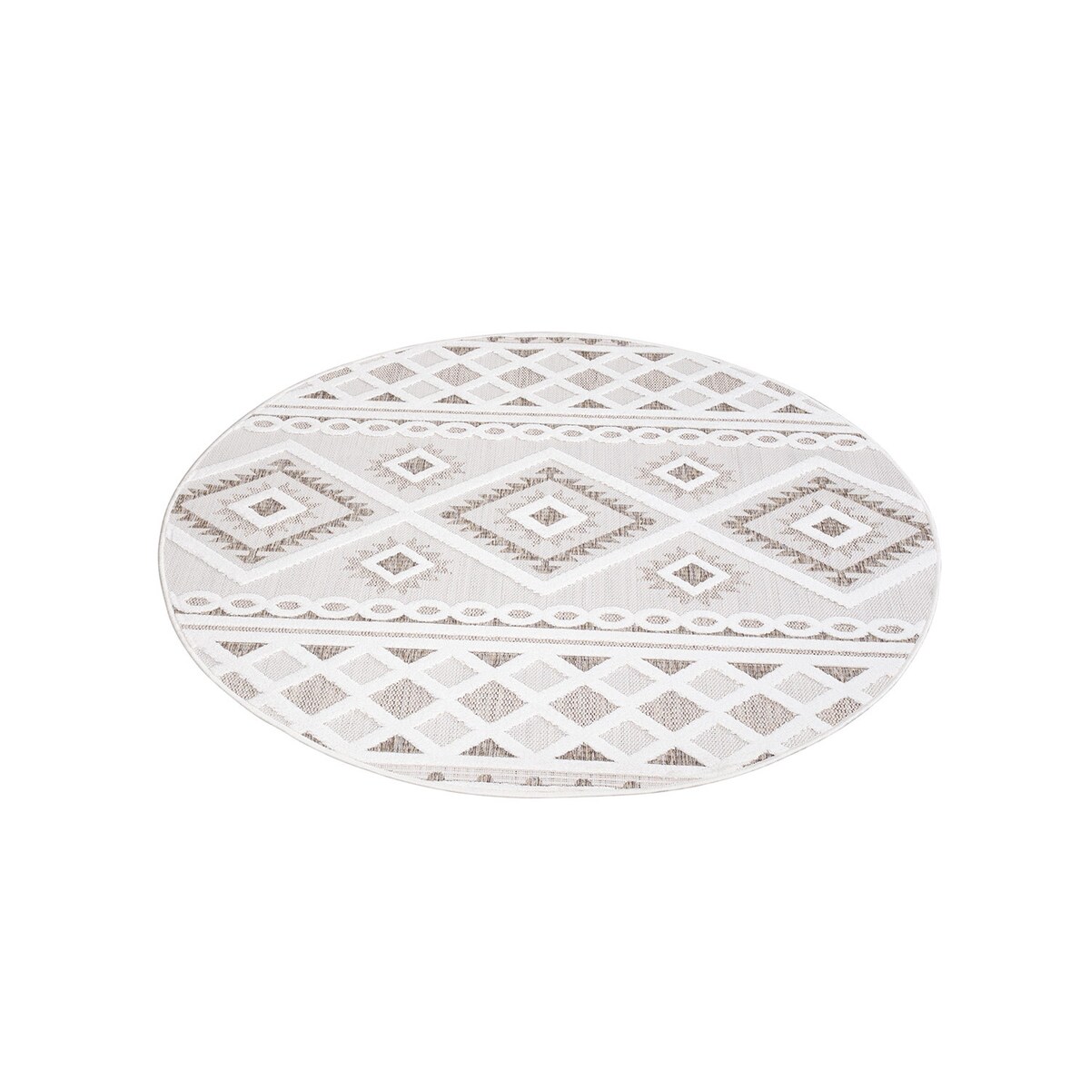 Dywan okrągły na zewnątrz i do wnętrz boho Sanori 4350 Krem 120x120