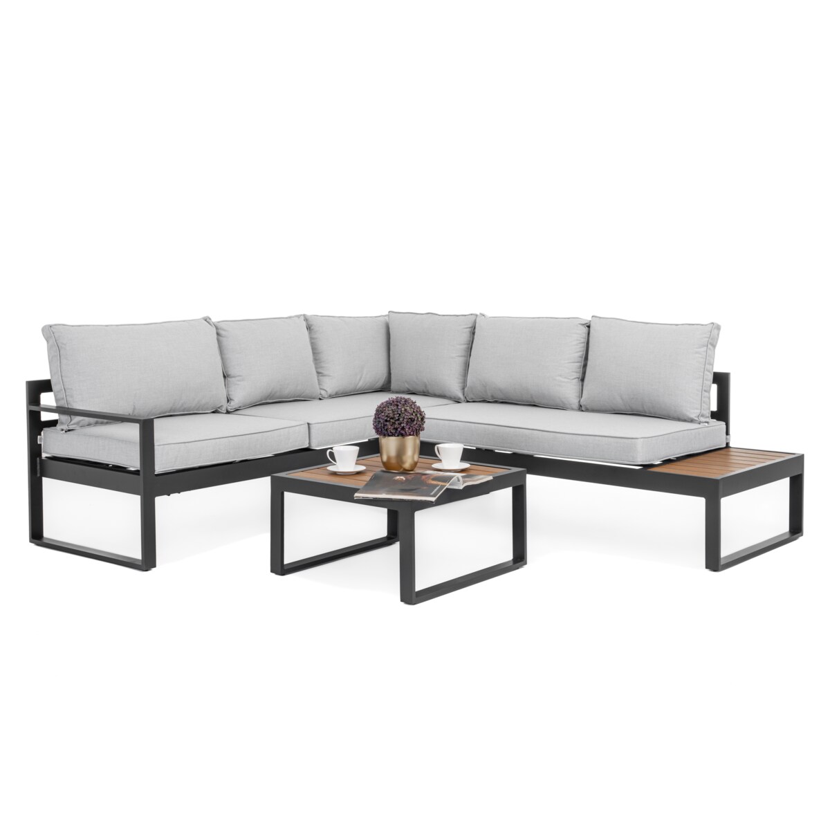 MEBLE OGRODOWE ALUMINIOWE NAROŻNIK NICEA SZARO GRAFITOWA PRAWA