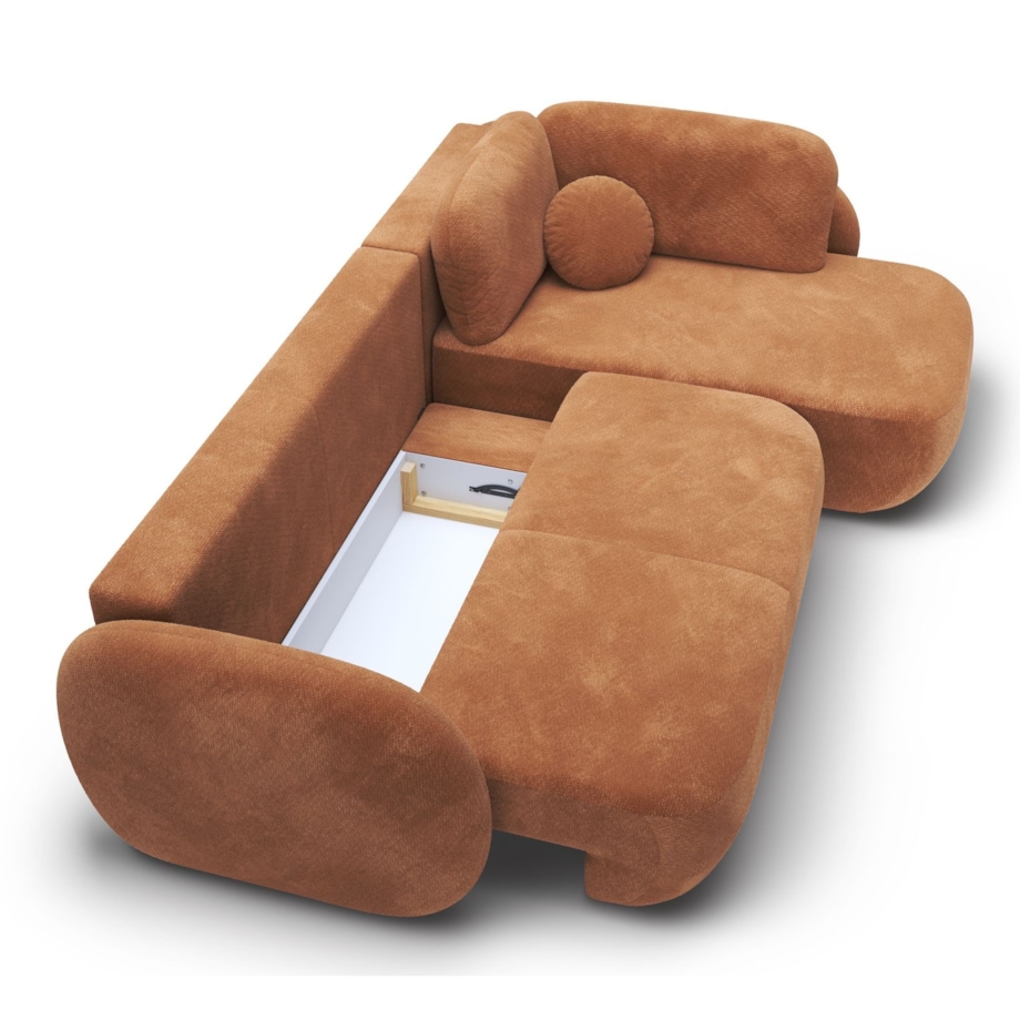 Nowoczesny Narożnik rozkładany OLIVIO II, prawy, pomarańczowy