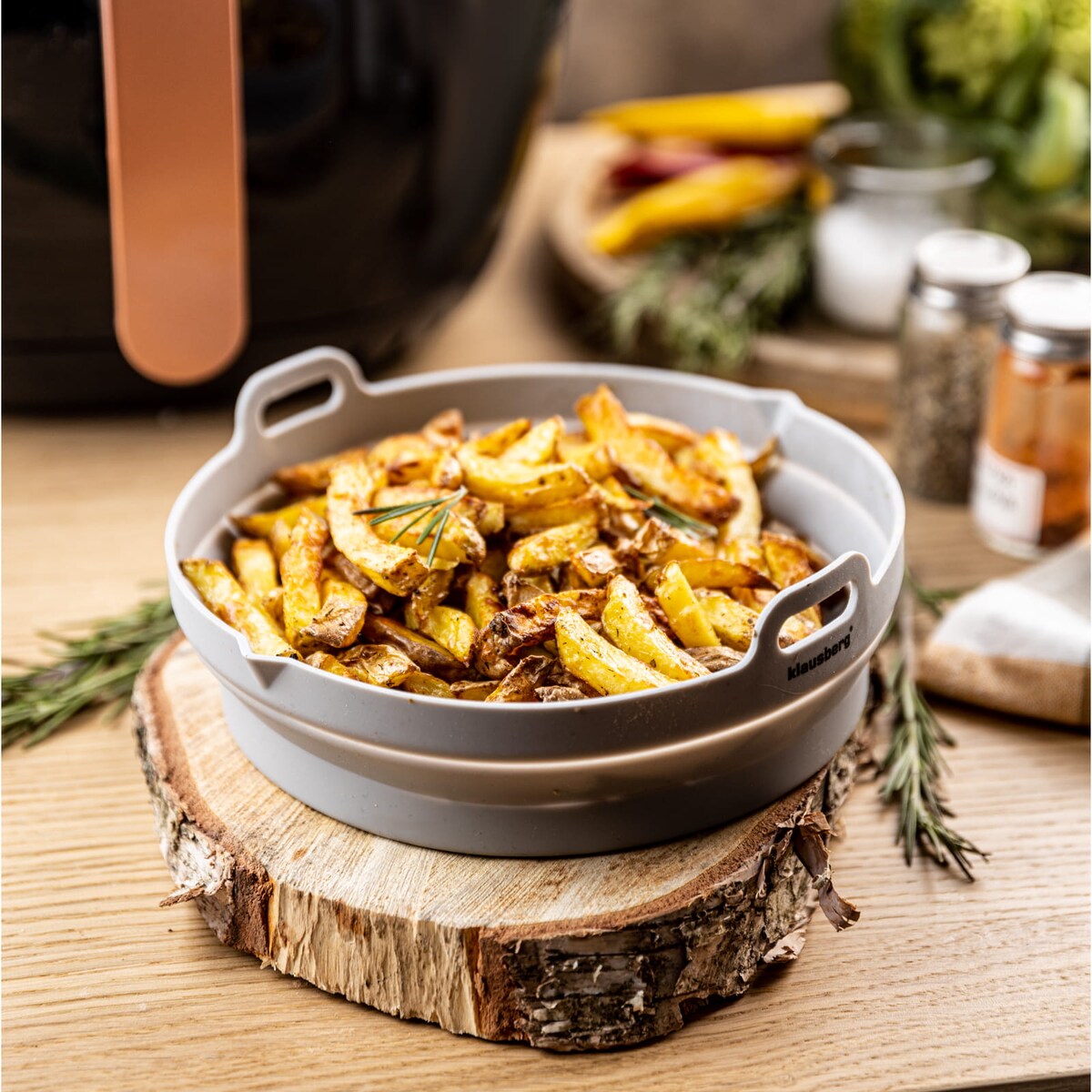 Zestaw wkładów silikonowych do frytkownicy beztłuszczowej 2 sztuki okrągły 20cm składany KLAUSBERG