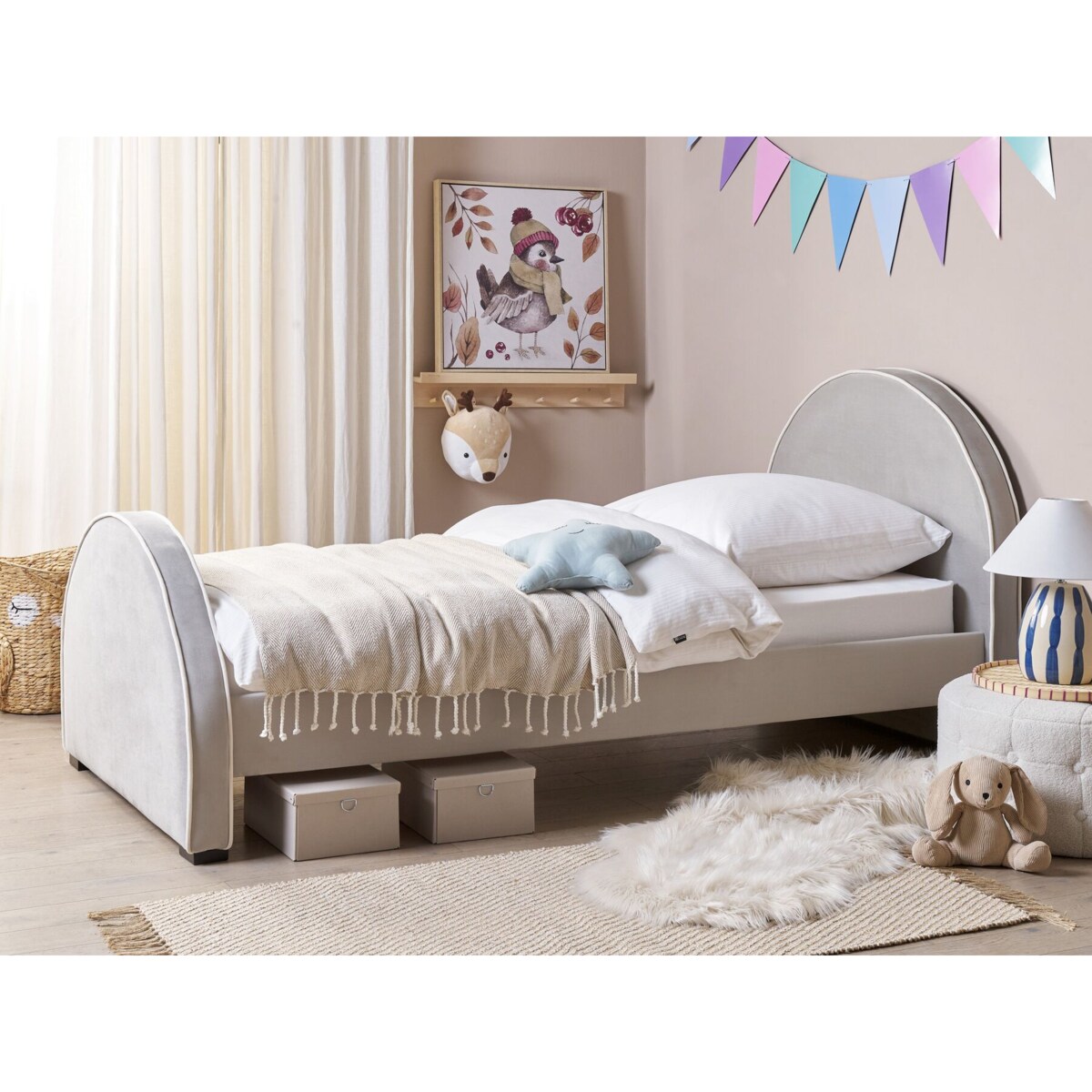 Łóżko welurowe 90 x 200 cm szare NOZAY