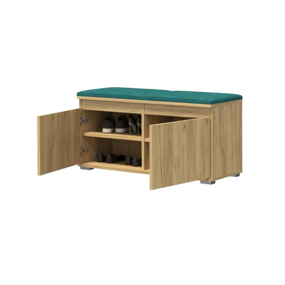 Garderoba z siedziskiem i nadstawką do przedpokoju SINGAPUR 154 dąb craft/zielony