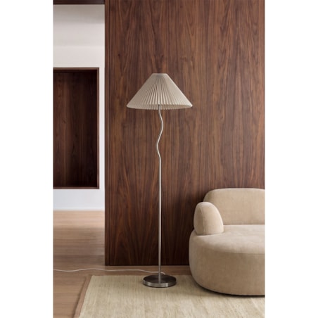 Lampa podłogowa z metalu i lnu Siliema, 152 cm