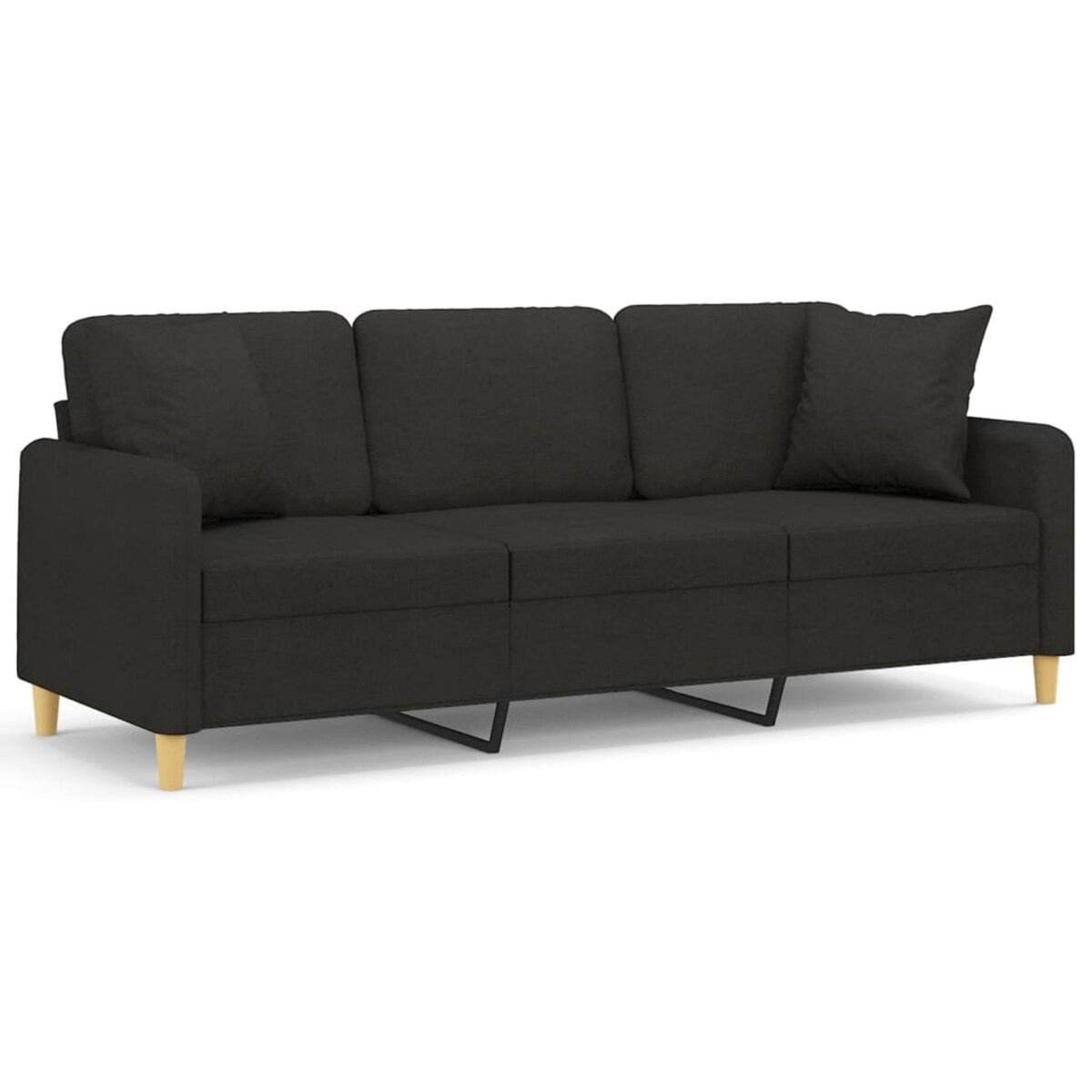 vidaXL 3-osobowa sofa z poduszkami, czarna, 180 cm, tkanina