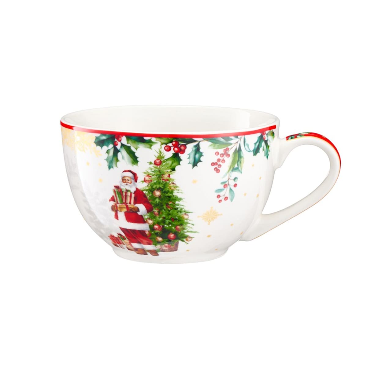 VILLA ITALIA Filiżanka świąteczna porcelanowa 260 ml FROZEN NOEL z Mikołajem