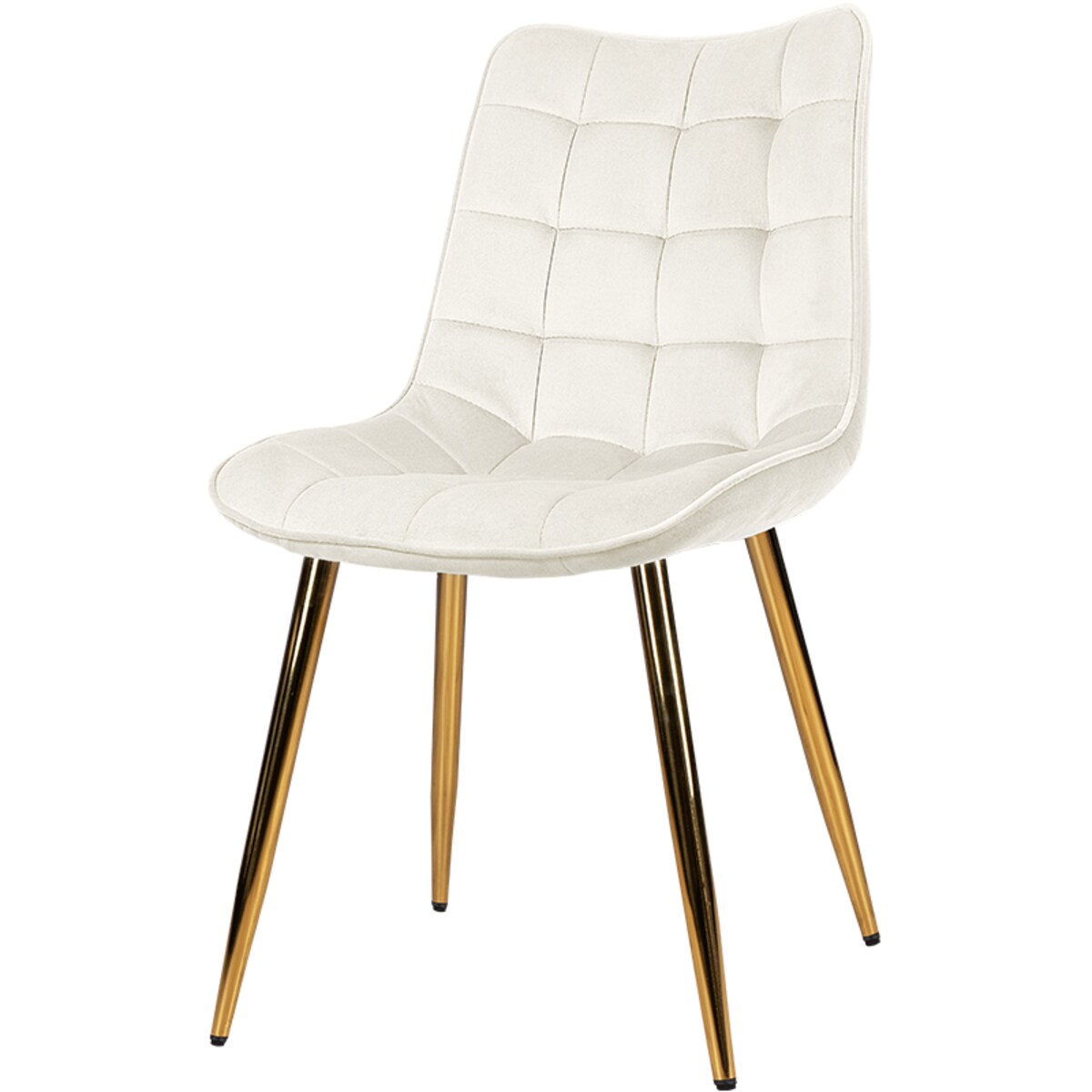 Krzesło tapicerowane welurowe beżowe pikowane glamour złote nogi