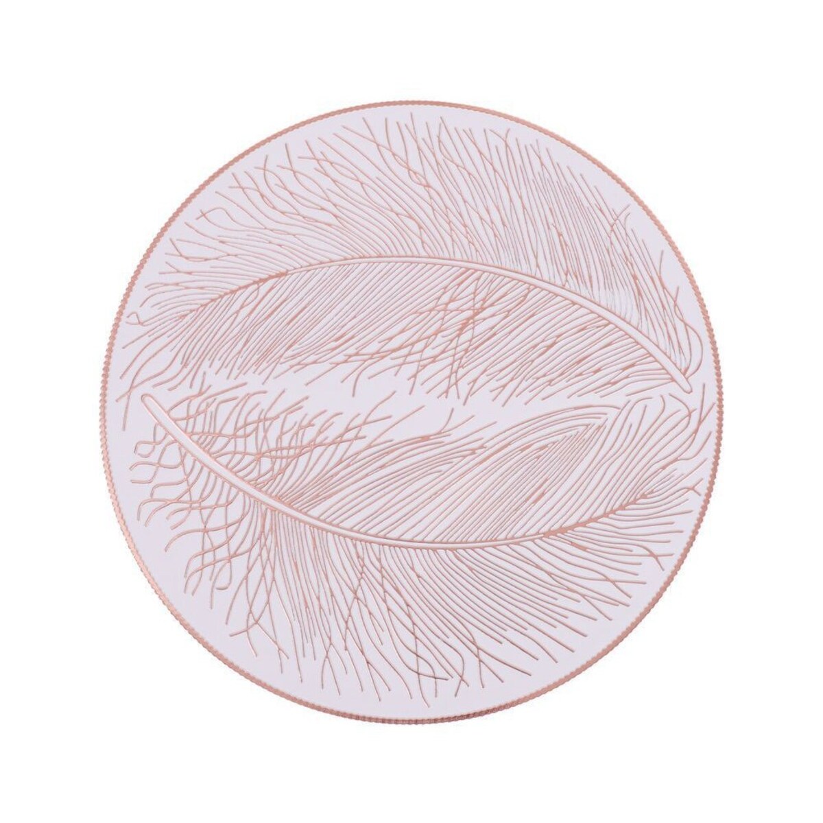 Podkładka dekoracyjna na stół "pióra" śr 38cm | biały/różowe złoto