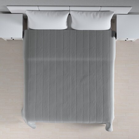 Narzuta pikowana w pasy 130x210 ciemno szary welwet