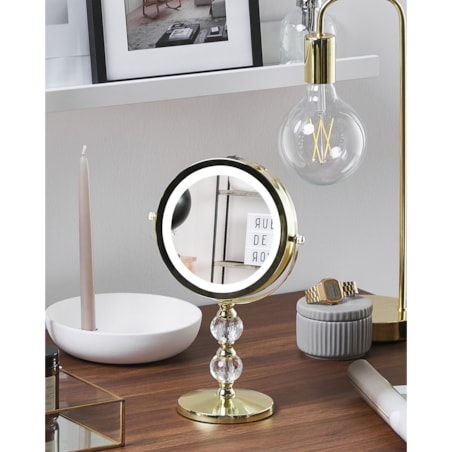 Lusterko kosmetyczne LED ø 18 cm złote CLAIRA