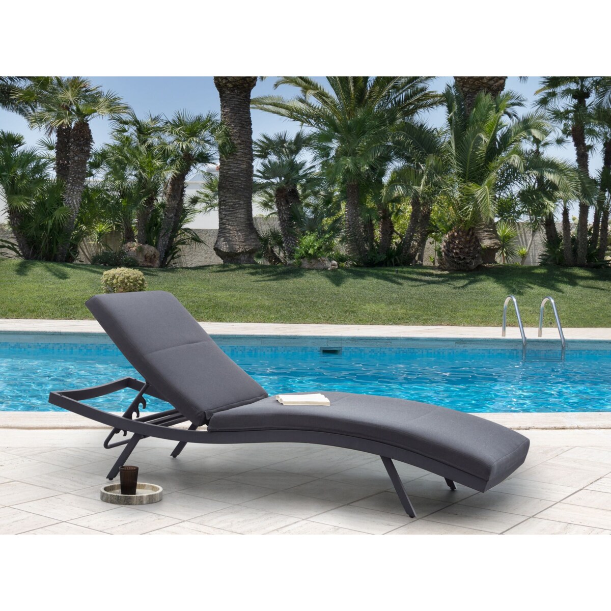 Leżak ogrodowy z poduszką AMELIA Rozkładany Metal Ciemnoszary