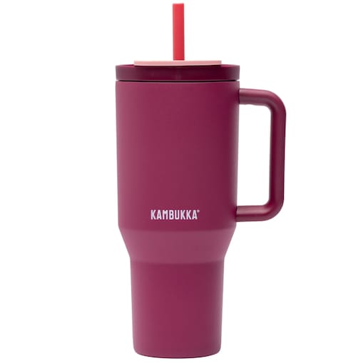 Kubek termiczny ze słomką 950ml butelka termiczna z uchytem i słomką Rio Tumbler - Burgundy Bloom