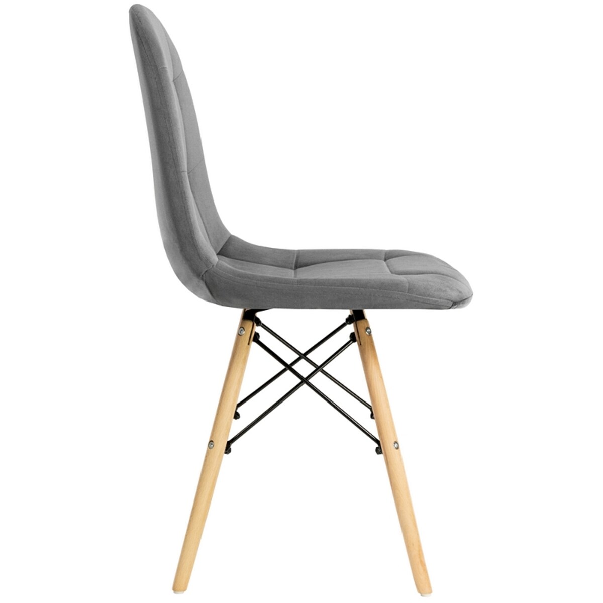 Krzesło tapicerowane do salonu welurowe skandynawskie szare