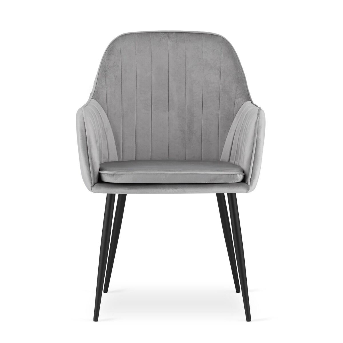 Krzesło Do Jadalni Kuchni Salonu  Lugo - Aksamit Srebrno-Szary / Nogi Czarne X 2