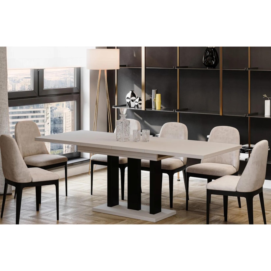 Stół rozkładany APPIA 130(210)x80 kaszmirowy mat/czarny mat